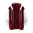 thumbnail image 4 of TQWQT Winter Fleece Jackets for Women, Womens Fluffy Fleece Coat Sherpa Faux Fur Jackets with Hood Fuzzy Full Zip Hooded Sweatshirt Hoodies Outwear Wine XXXXXL, 4 of 6