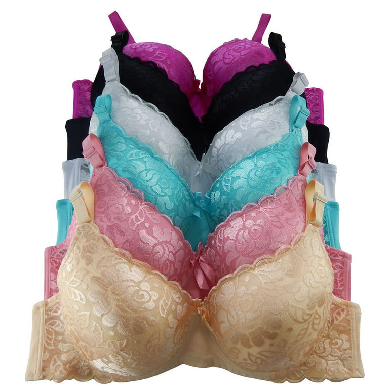 Women Bras 6 pack of Bra with all lace D DD cup, Size 44DD (S6304) 