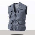 thumbnail image 2 of Big & Tall Men's Utility Fishing Vest Full Zip Lightweight Breathable Mesh Liner Cargo Waistcoat Multi-Pocket for Travel Photography, 2 of 9