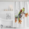 thumbnail image 3 of Xipuska Green Funny Frog Shower Curtain - Water Repellent Fabric Shower Curtains Washable, Animal Vintage Artwork Watercolor Decorative Polyester Cloth Bathroom Curtains Modern Bath Decor 36"x72", 3 of 6