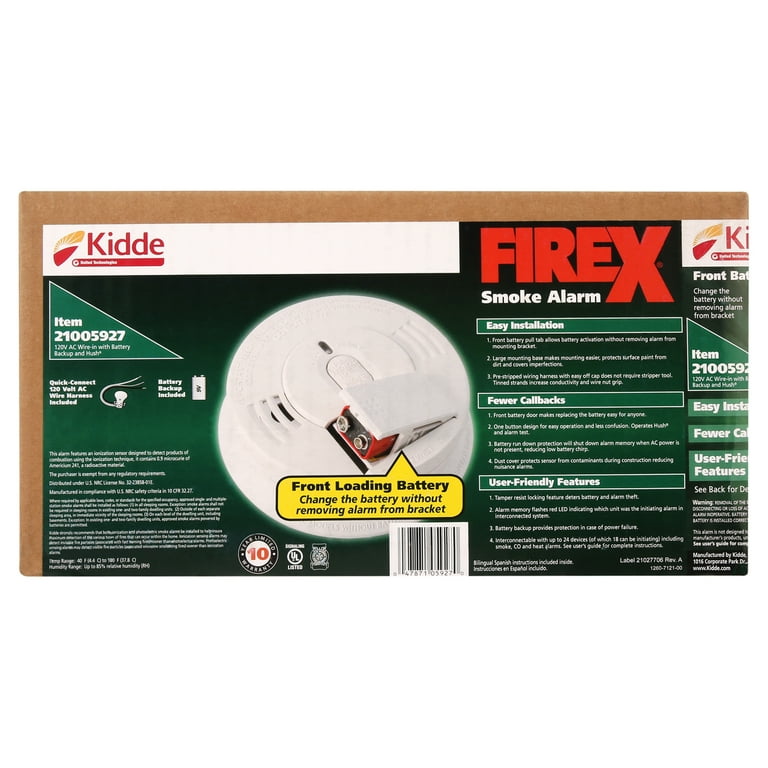 Kidde Hardwire Ionization Smoke Alarm with Front Battery Door I12060 Kidde Hardwire Ionization Smoke Alarm with Front Battery Door I12060