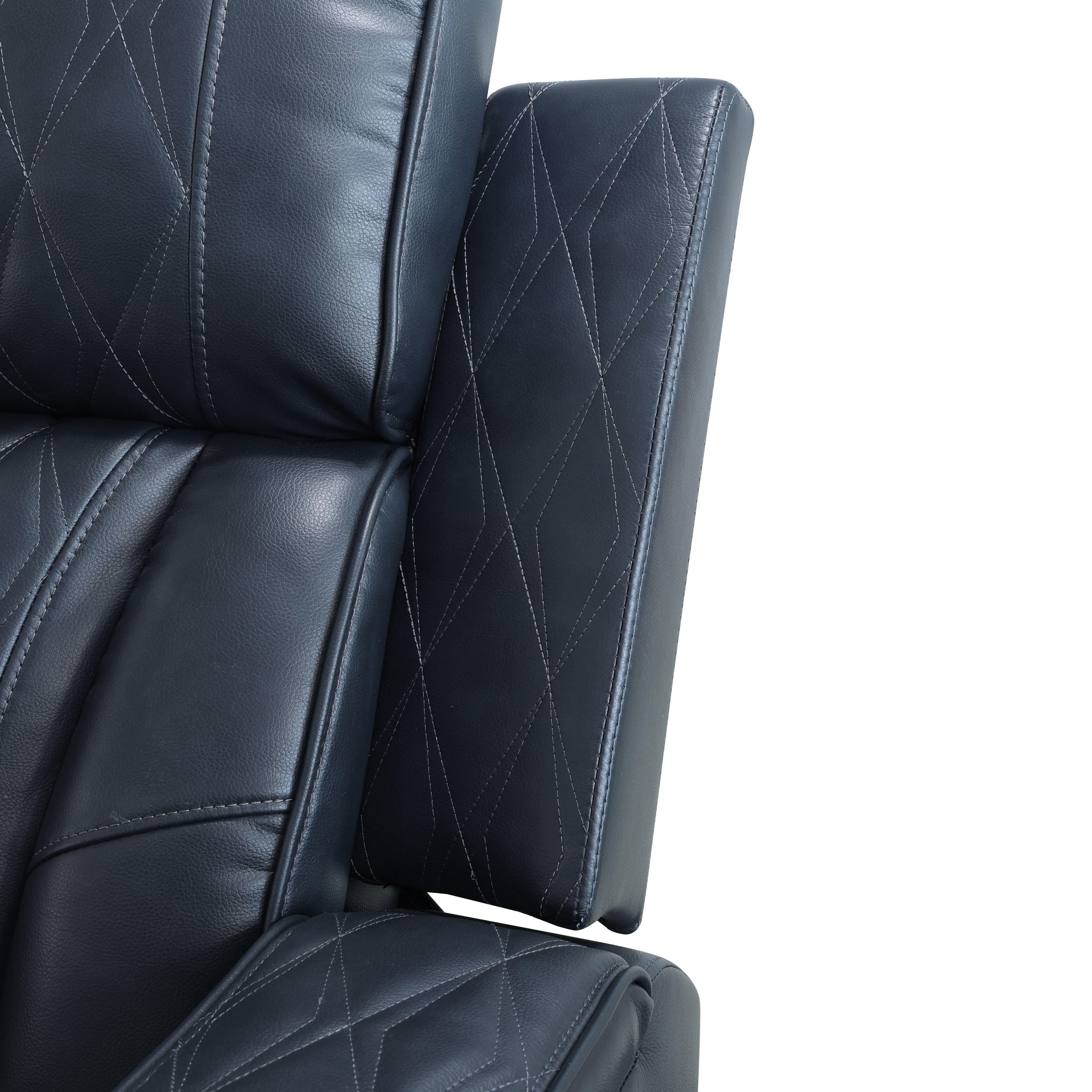 MAYEERTY 3-Seat Intelligent Recliner Sofa with Breathable Leather, Flipping Tea-Cup Holder & LED Light for Living Room