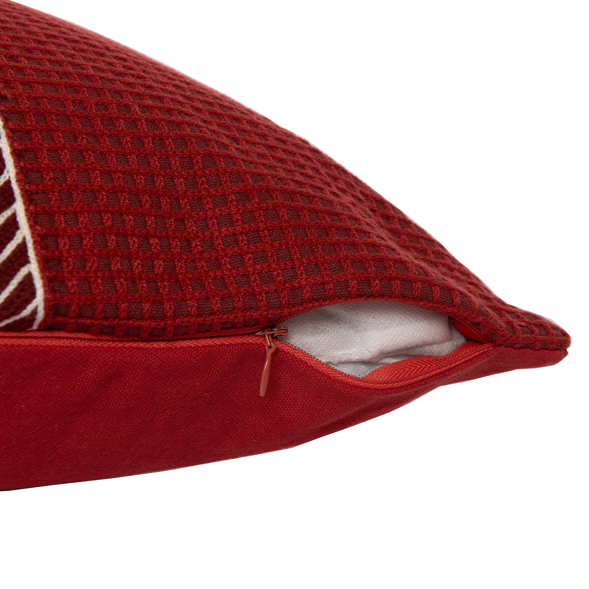 Ox Bay and Stacy Garcia 24" x 24" Red/White Embroidered Geometric Cotton Adult Decorative Throw Pillow Cover