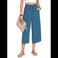 thumbnail image 1 of Pantalones Cortos para Mujer, Informales, con Cordón y Bolsillos, Holgados, de Cintura Alta y Pierna . Azul Oscuro L, 1 of 6