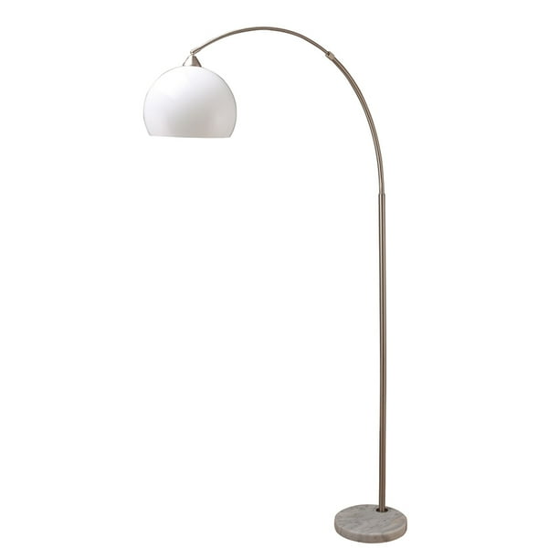 Ore International 76 H Modern Silver Arc Floor Lamp On White Marble Base Finish Com White Marble Base Finish Silver, Arc Floor Lamp Marble Base