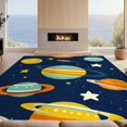 thumbnail image 2 of Design&I 4'x6' Washable Area Rug Flatweave Daily Traffic Ready Galaxy Rocket Comet Map Rings Field Chart Nebula Motifs Astronaut for Dorm Room, Living Apartment, 2 of 7