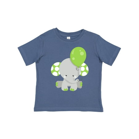 

Inktastic Elephant with Balloon Cute Elephant - Green Gray Gift Toddler Boy or Toddler Girl T-Shirt