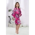 thumbnail image 2 of Girls Kids Daffodils Silky Satin Kimono Robe for Wedding Spa Party, Short, 2 of 6