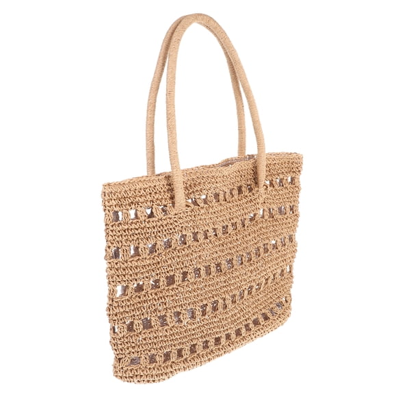 COMPUKAS Women's Beach Bag Hand Woven Paper Rope Mesh Purses