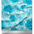thumbnail image 1 of Soimoi Blue Velvet Fabric Grandiflora Roses Floral Printed Craft Fabric by the Yard 60 Inch Wide, 1 of 3