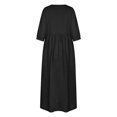 thumbnail image 5 of XINSDOAKK Dresses for Women Womens Fall Trendy Crew Neck A Line Flowy Casual Midi Dress with Pockets (Black,M), 5 of 5