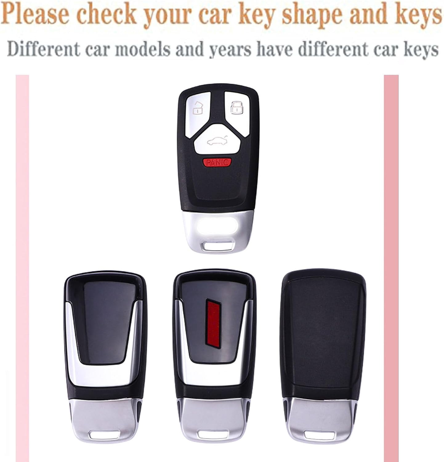 Key Fob Cover Compatible with Fit for Audi A3 A4 A5 A6 Q5 Q7 R8 S5 TT SQ5, Fob Cover Keyless Entry Remote Key Shell with Keychain Keychain Case Holder Protector,1