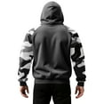 thumbnail image 4 of Men’s Pullover Hoodie Long Sleeve Camouflage Print Raglan Sleeve Drawstring Hooded Sweatshirt Kangaroo Pocket Casual Top Dark Gray XL, 4 of 5