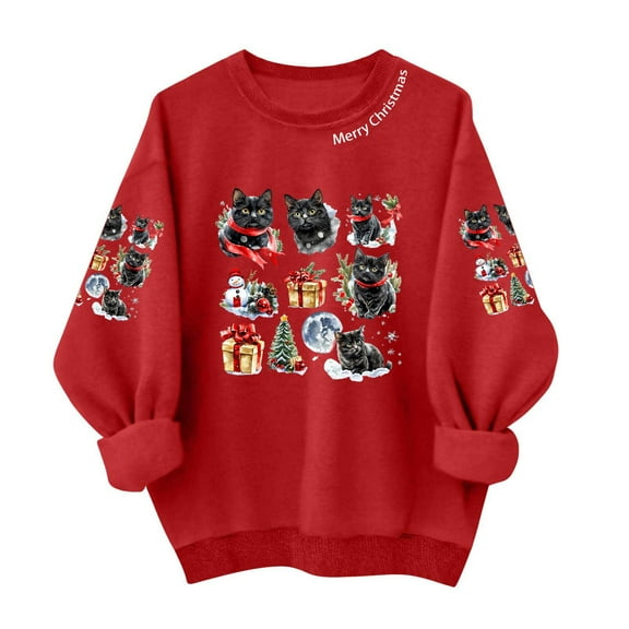 Women’s Cute Ugly Christmas Sweatshirt Oversized Long Sleeve Crewneck Pullover with Funny Holiday Graphic Festive Holiday Top Perfect for Parties Gifts and Cozy Seasonal Wear