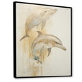 thumbnail image 2 of Designart "Beige And Gold Delightful Dolphins I" Animals Dolphin Floater Framed Wall Art Living Room, 2 of 5