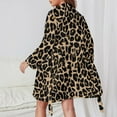 thumbnail image 2 of Golden Leopard Night Robe Long Sleeve V Neck Robe With Belt Women's Sleepwear Dresses, 2 of 9
