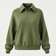thumbnail image 6 of Tqcoqu Women's Half Zip Stand Collar Sweatshirt,Drop Shoulder Long Sleeve Casual Pullover Tops,Solid Color Basic Sweatshirt for Women,Army Green Women's S-XXL, 6 of 6