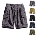 thumbnail image 5 of WREESH Men's Cargo Shorts Outdoor Travel Hiking Shorts Elastic Waist Cotton Shorts Solid Casual Summer Shorts with Cargo Pockets Black, 5 of 5