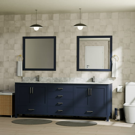 Jacques 80 in. W x 22 in. D Navy Blue Double Bath Vanity