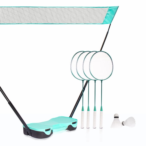 Badminton Set, with Net, 4 Racket, 4 Birdies, Portable Storage Box, for Backyards, Outdoor Games, Yard Games