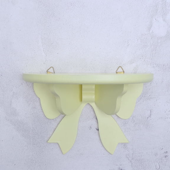 OUNONA  Wooden Partition Storage Rack Yellow Wall Shelf Semicircle