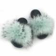 thumbnail image 1 of Mimigo Womens Luxury Real Raccoon Fur Slides Slippers Furry Sliders Fashion Flat Soles Soft Summer Flip Flop Sandals zhangyuxiang LED, 1 of 2
