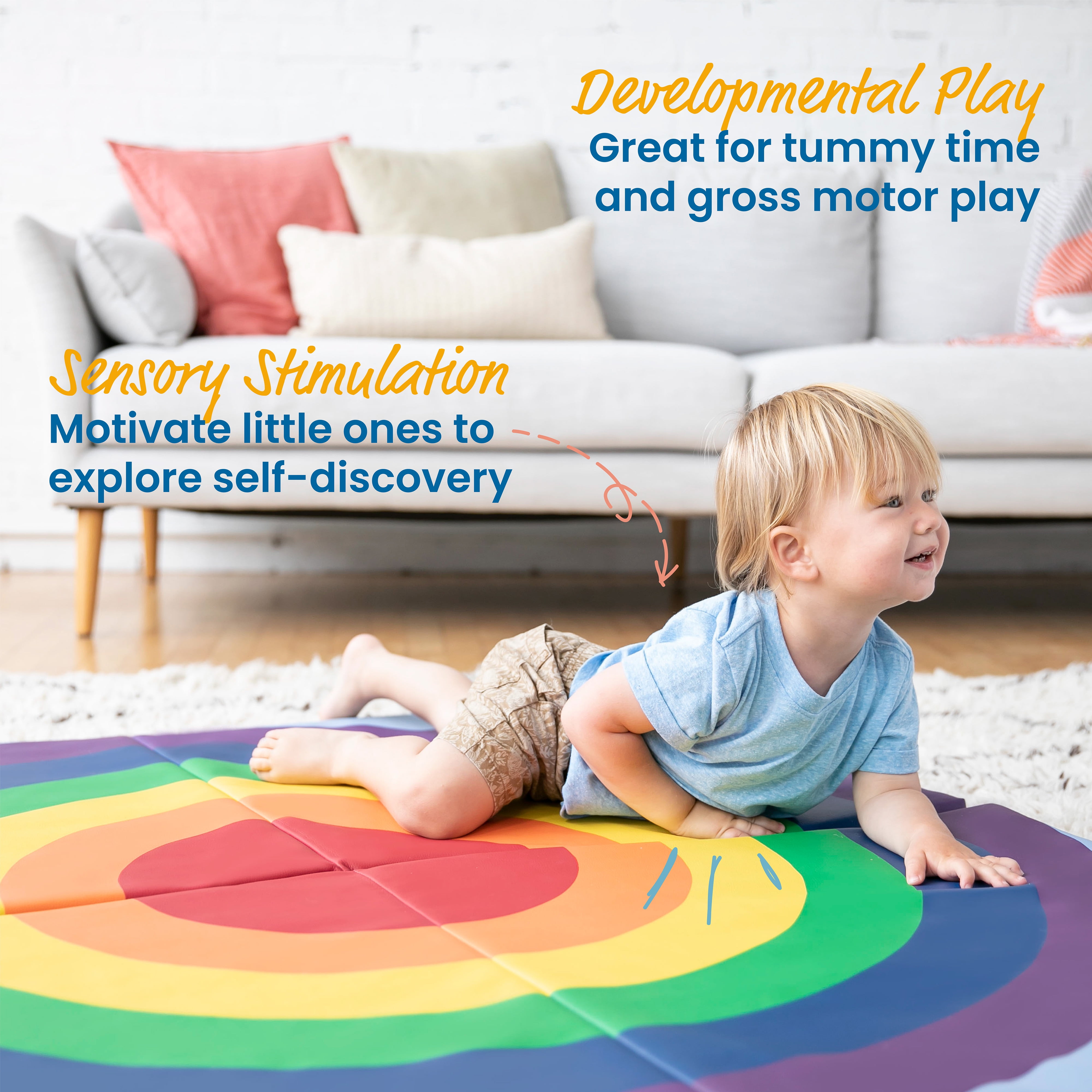 ECR4Kids SoftZone Rainbow Activity Mat, Rainbow