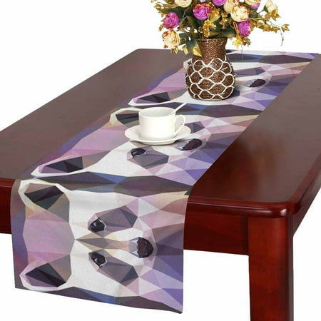 

MKHERT Raccoon Cool Animal in Geometric Triangle Shapes Table Runner Home Decor for Home Kitchen Wedding Party Banquet Decoration 16x72 Inch