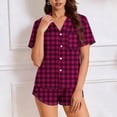 thumbnail image 2 of Abomasnow Women's 2 Pieces Pajamas Set Button Down Short Sleeve Collared Shirts Elastic High Waist Shorts Casual Soft Sleepwear Loungewear Set with Pockets, 2 of 7