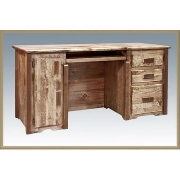 Homestead Collection Desk, Computer, 3 Drawers, Tower Slideout Stained and Lacquered