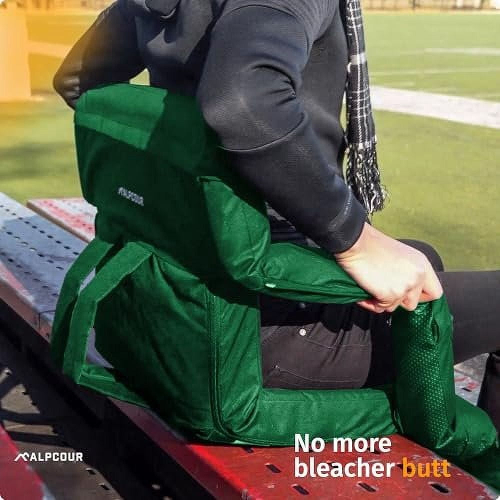 Reclining Stadium Seats for Bleachers with Back Support  Wide Bleacher Chair Cushion, Armrests, Large Pockets, and Multiple Safety Features  Best Stadium Seat Chairs for Camping, Kayak Backs & More