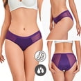 thumbnail image 5 of Women Menstrual Period Briefs Mesh Panel High Absorbency Leak Resistant Flexible Stretch Daily Wear Underwear Dark Purple 4XL, 5 of 6