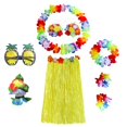 thumbnail image 2 of Conjunto de Disfraces Hawaianos para Hombres y Mujeres Perfecl Falda de Hierba Diadema Pulseras Collar Gafas Amarillo 60cm, 2 of 6