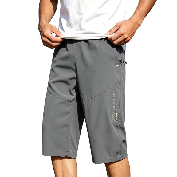 Yaoyar Cargo Shorts for Men Summer Work Hiking Pants Elastic Waist Knee Length Big and Tall Bermuda Shorts with Pockets