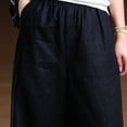 thumbnail image 5 of MLCDZ Womens Cotton Linen Lightweight Cropped Pants Loose Fit Wide Leg Capri Casual Loose Plus Size Elastic Waist Trousers, 5 of 6