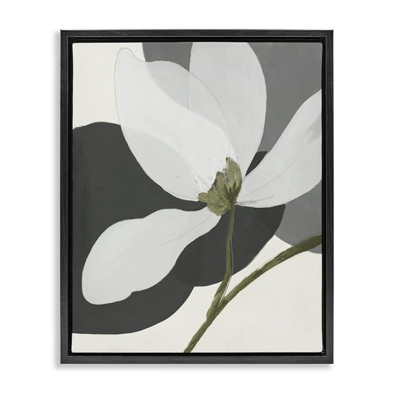 Stupell Industries Abstract Floral Shape Botanical & Floral Painting Black Floater Framed Art Print Wall Art, 17 x 21