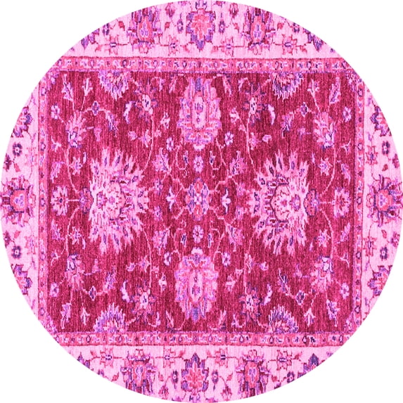 Ahgly Company Indoor Round Oriental Pink Traditional Area Rugs, 4' Round