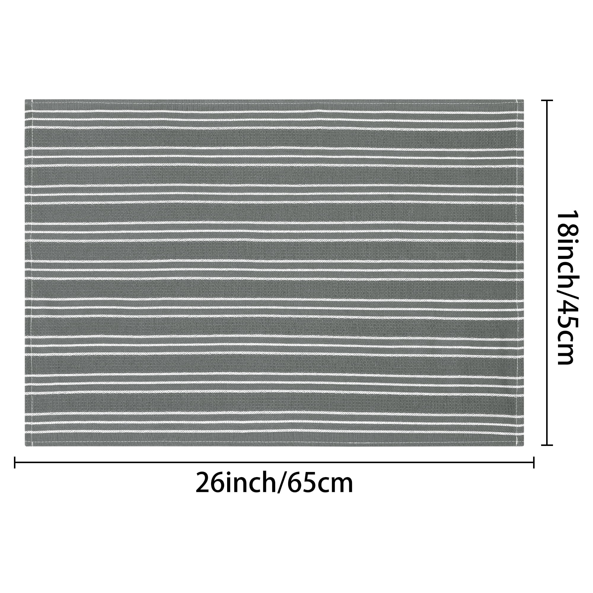 Unique Bargains Striped Kitchen Towels Soft Cotton Dish Towels for Kitchen 26 x 18 Inch Gray 4pk
