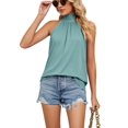 thumbnail image 3 of BadPiggies Women's Sleeveless Tie Halter Neck Summer Tops Loose Casual Tank Top Blouse Shirts (2XL, Green), 3 of 5