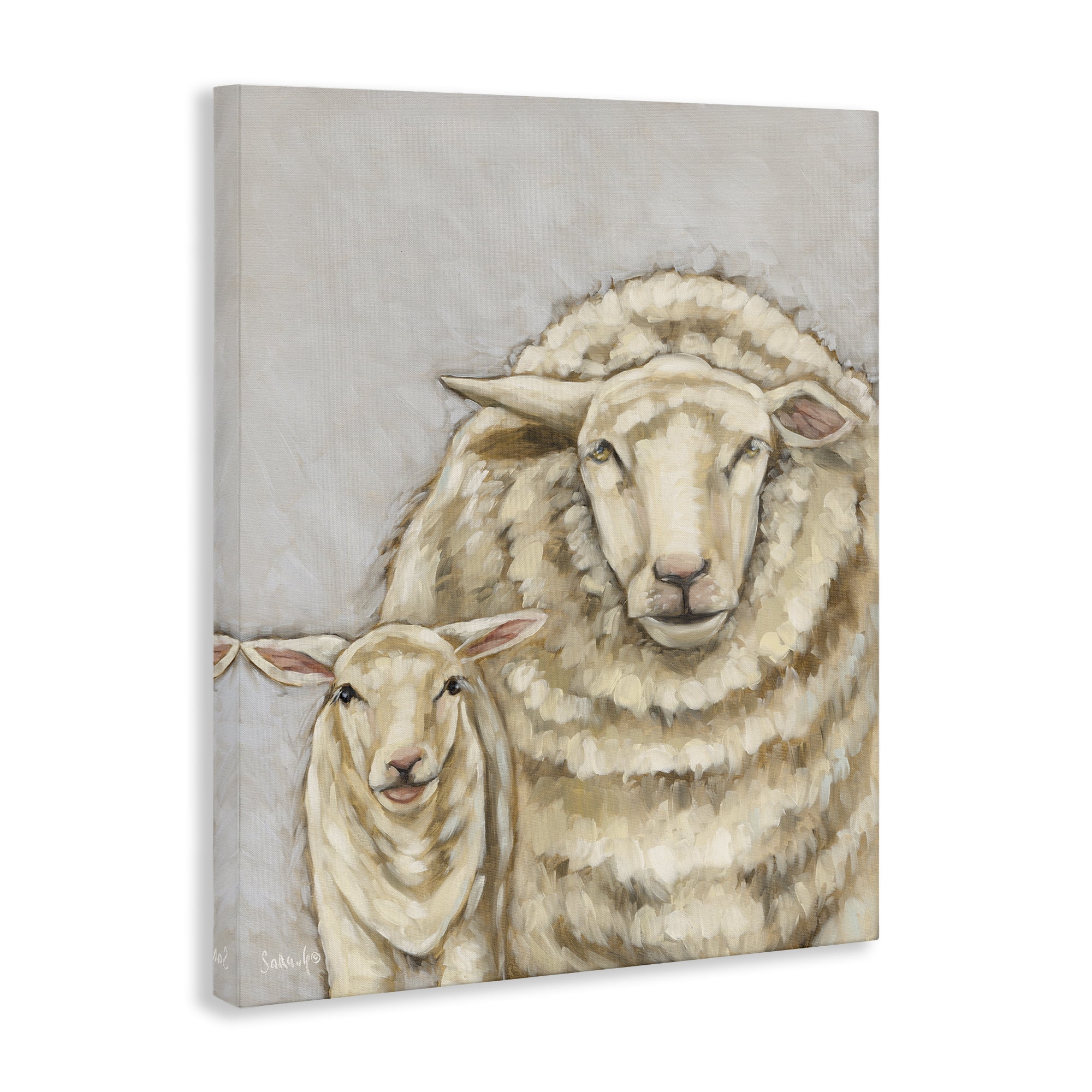 Stupell Industries Neutral Sheep & Lamb Animals & Insects Painting Gallery Wrapped Canvas Art Print Wall Art, 16 x 20