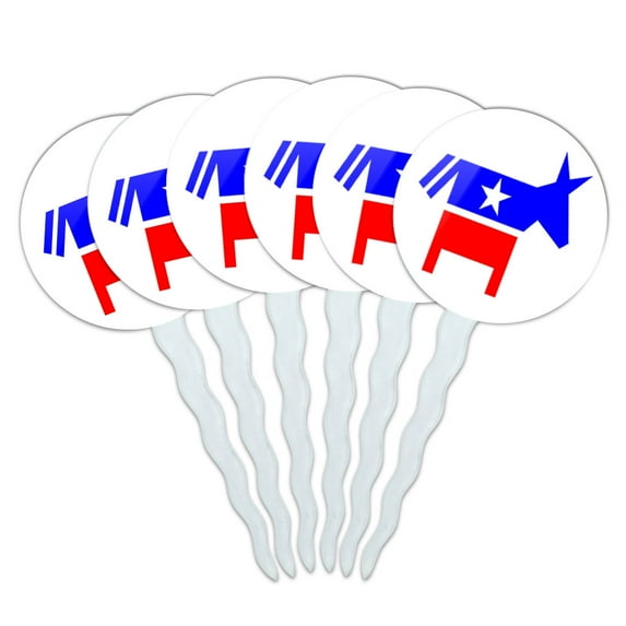 Democrat Donkey Cupcake Picks Toppers - Set of 6