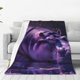 thumbnail image 4 of Cauagu Purple Hippo In Water Pattern Flannel Bed Blankets,Fleece Blanket Comfortable Air Conditioning Blanket for Sofa Bed Travel Couch & Living Room -80"x60", 4 of 8
