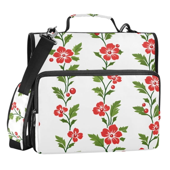 ALAZA Zipper Binder Summer Flower Leaves 3 Ring Trapper Keeper File Folder Organizer Bag