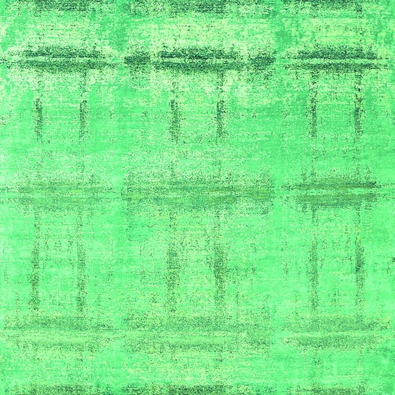 Ahgly Company Indoor Square Oriental Green Industrial Area Rugs, 6' Square