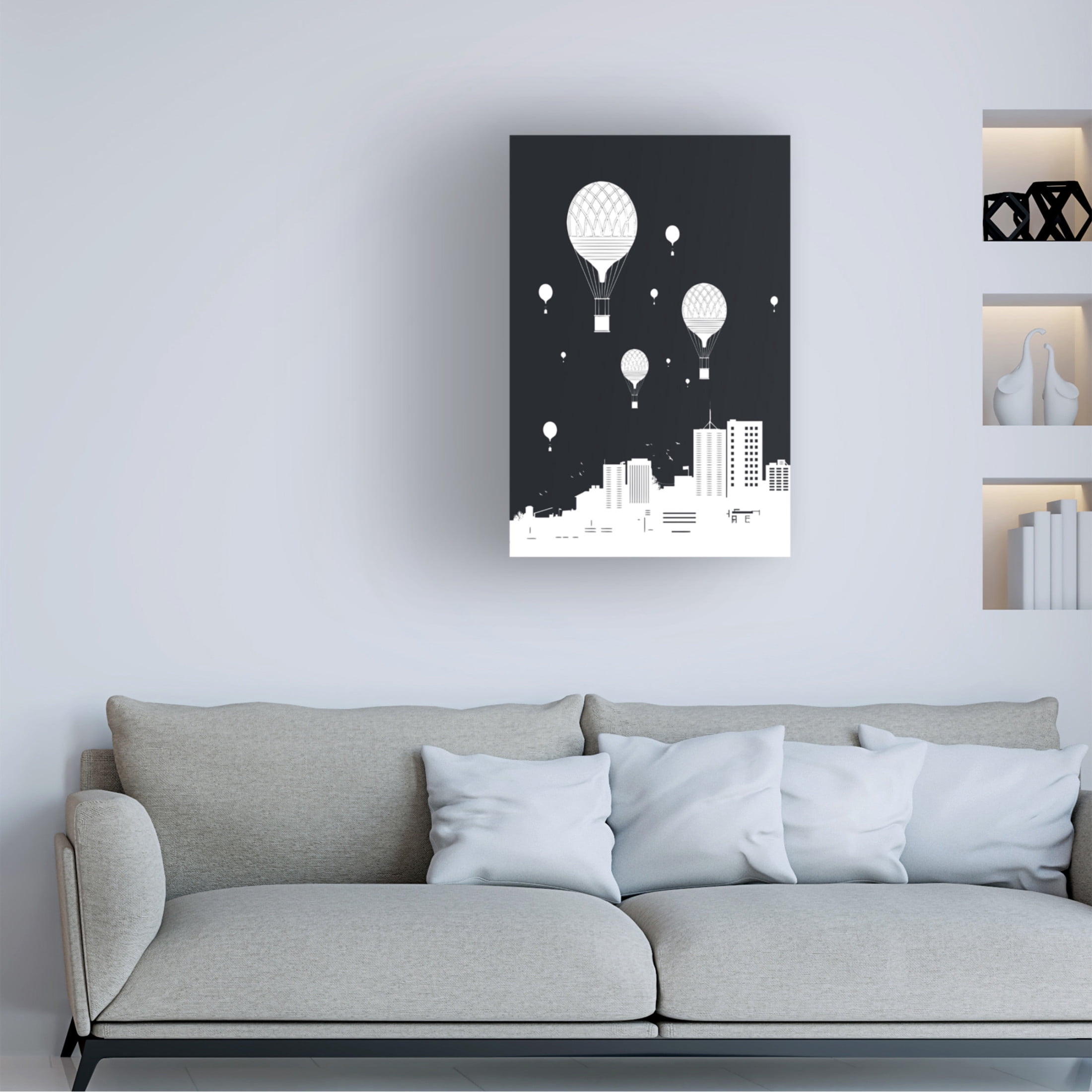 Trademark Fine Art Balazs Solti  Balloons and the city Canvas Wall Art