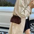 thumbnail image 3 of HUISZJ Faux Suede Shoulder Bag, Shoulder Bag with Adjustable Strap, Crossbody Bag Drawstring Top Handle Bag for Travel Winter Fall (Coffee), 3 of 10