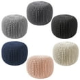 thumbnail image 5 of Casafield Round Pouf Ottoman, Dark Gray - 20" Dia x 14.5" High Cotton Knit Foot Stool - Boho Floor Pouffe for Living Room, 5 of 7