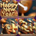 thumbnail image 4 of Gold Glitter Happy New Year Banner 3D Letters New Year Display Festive Ribbons Metallic Balloons Festive Backdrop for New Year Party Holiday Celebration New Year Eve, 4 of 9