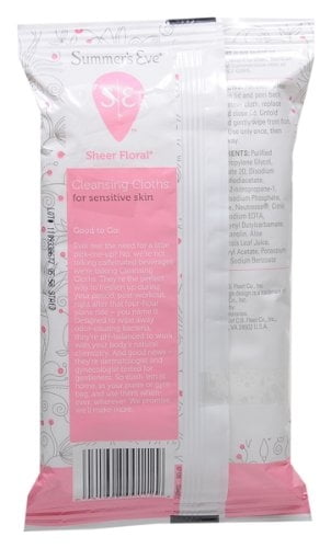 Summer's Eve Feminine Cleansing Cloths, Sensitive Skin, Sheer Floral 32 ea (Pack of 4)