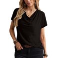 thumbnail image 2 of Camiseta con cuello vuelto, camiseta informal de manga corta para mujer, cómoda camiseta de manga corta, camiseta de manga corta de moda probada y confiable, 2 of 6